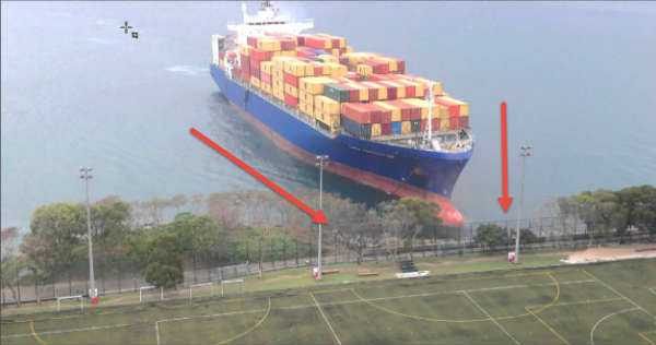 Huge Container Ship Runs Straight Into A University Football Field
