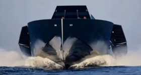 Superyacht DARTH VADER BOAT San Francisco Bay BLACK STEALTH SHIP 1