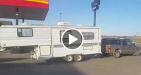 Guy Pulls 5TH Wheel Camper Backwards With A Bumper Hitch 3