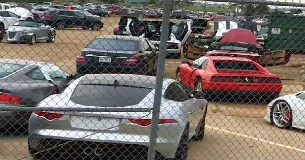 Parking Lot Filled With Houston Flood Cars 1