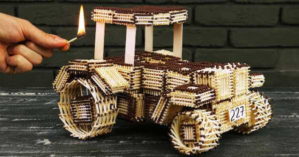 How To Make John Deere Tractor From Matches Without Glue 1